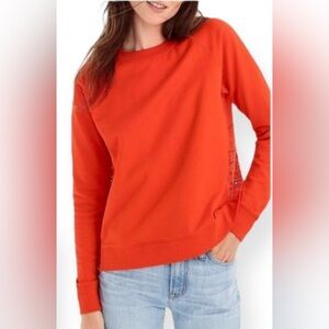 J. Crew Women’s Eyelet Sweatshirt, Bright Poppy, Size XS- Excellent Condition